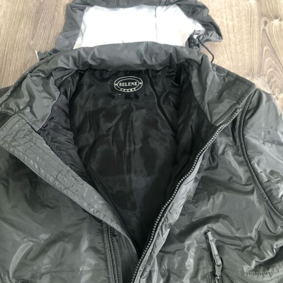 Selene Sport Gray Hooded Long Sleeve Rain Jacket Women's Size Medium See Photos - Picture 10 of 11